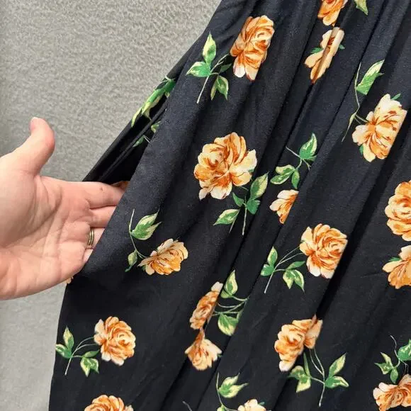 Old Navy Maxi Dress Black Floral V-Neck Coastal Tropical Resort Womens XXL NEW - Picture 5 of 13